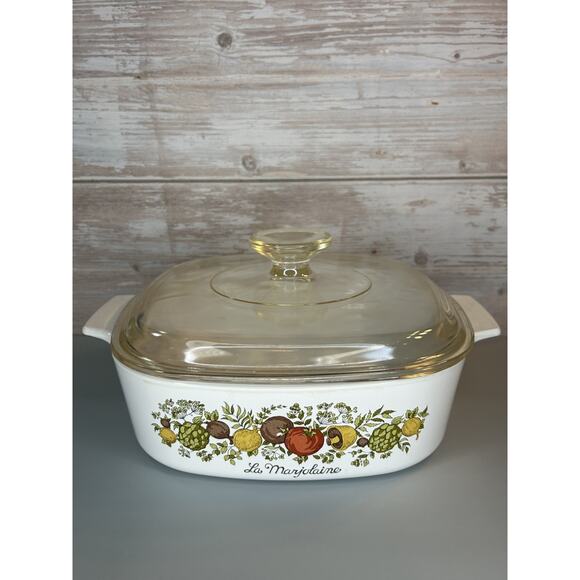 Vintage Corning Ware Spice of Life Set (2) (La Majolaine & L'Echalote) with Lids - Picture 4 of 11